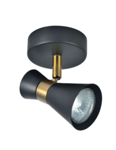 Foco Maximo 1xgu10 Negro/cuero 15x12x8,5 Cm Fabrilamp | Decoración L