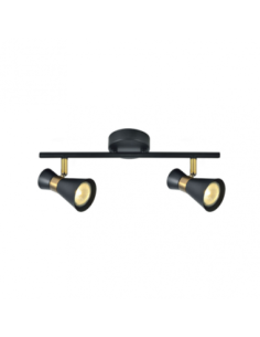Regleta Maximo 2xgu10 Negro/cuero 15x36,5x8,5 Cm Fabrilamp | Decorac 2