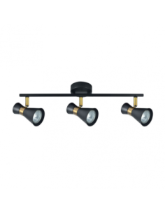 Regleta Maximo 3xgu10 Negro/cuero 15x48,5x8,5 Cm Fabrilamp | Decorac