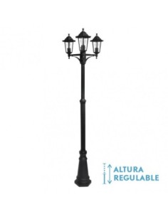 Farola Exterior Aluminio Auriga 3xe27 Negro Ip44 220x62x62 Cm  Regul