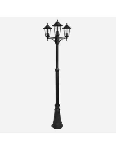 Farola Exterior Aluminio Auriga 3xe27 Negro Ip44 220x62x62 Cm  Regul