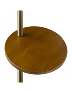 Pie Salon Seda 1xe27 Cuero C/pantalla Beis C/mesita Madera 181x27x44 2