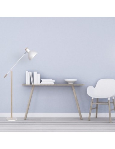 Pie Salon Biel 1xe27 Blanco/haya 151x25x70 Cm Orientable 360º Y Arti