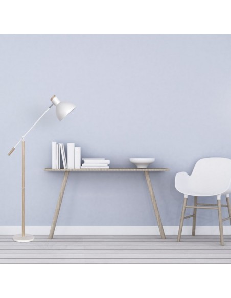 Pie Salon Biel 1xe27 Blanco/haya 151x25x70 Cm Orientable 360º Y Arti