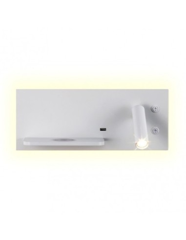 Aplique 2+8w 4000k Velazquez Dcho Blanco Usb+qi  130lm Doble Encendi