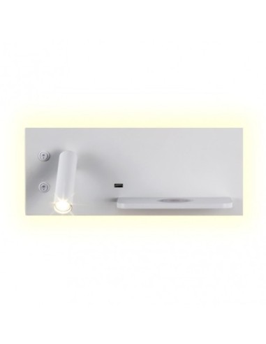 Aplique 2+8w 4000k Velazquez Izqdo Blanco Usb+qi  130lm Doble Encend