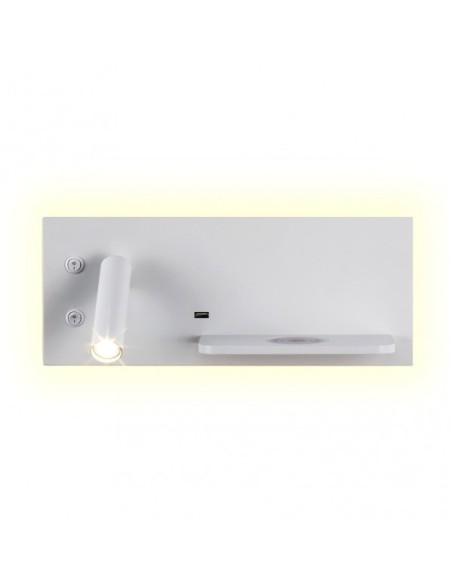 Aplique 2+8w 4000k Velazquez Izqdo Blanco Usb+qi  130lm Doble Encend