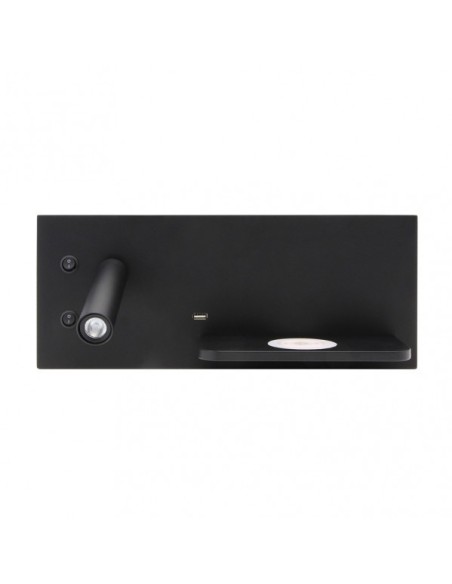 Aplique 2+8w 4000k Velazquez Izqdo Negro Usb+qi  130lm Doble Encendi