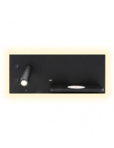 Aplique 2+8w 4000k Velazquez Izqdo Negro Usb+qi  130lm Doble Encendi 2