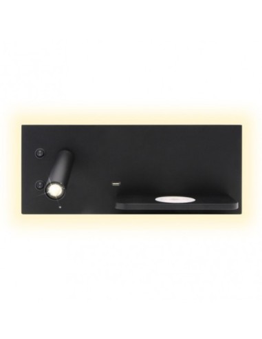 Aplique 2+8w 4000k Velazquez Izqdo Negro Usb+qi  130lm Doble Encendi