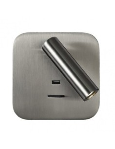 Aplique 3w 4000k Giotto Cuadrado Niquel Puerto Usb  150lm C/interrup 2