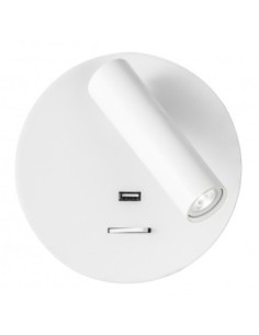 Aplique 3w 4000k Giotto Redondo Blanco Puerto Usb  150lm C/interrupt