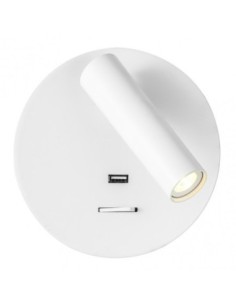 Aplique 3w 4000k Giotto Redondo Blanco Puerto Usb  150lm C/interrupt 2