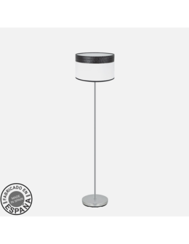 Pie Salon Cloe 1xe27 Cromo/blanca-madera Negra162x40x40  cm Fabrilam