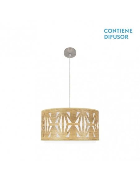 Colgante Katerina 2xe27 Niquel/Madera Clara Regx50x50 cm Fabrilamp |