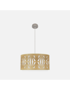 Colgante Katerina 2xe27 Niquel/Madera Clara Regx50x50 cm Fabrilamp | 2