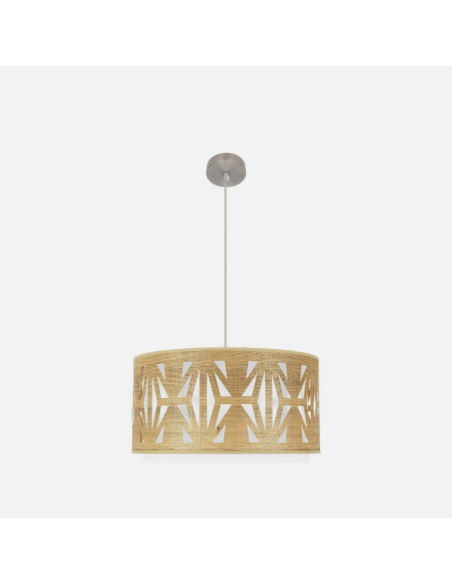 Colgante Katerina 2xe27 Niquel/Madera Clara Regx50x50 cm Fabrilamp |