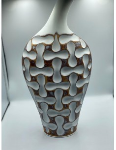 Jarrón relieve blanco/marrón 22*45cm