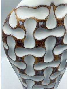 Jarrón relieve blanco/marrón 22*45cm 2