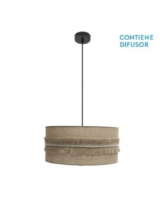 Colgante Kala 2xe27 Negro/saco Regx50x50 Cm Con Flecos Fabrilamp | D