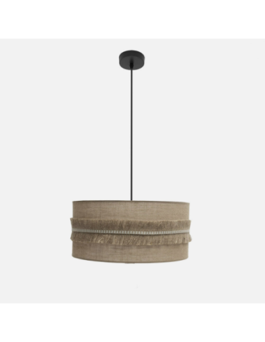 Colgante Kala 2xe27 Negro/saco Regx50x50 Cm Con Flecos Fabrilamp | D