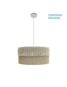 Colgante Ekaterina 2xe27 Blanco/saco Regx50x50 Cm Con Pasamaneria Fa