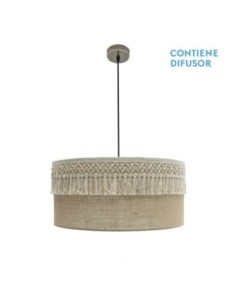 Colgante Ekaterina 3xe27 Cuero/saco Regx60x60 Cm Con Pasamaneria Fab