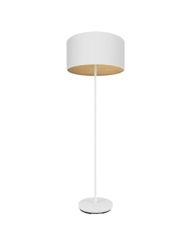 Pie Salon Tania 1xe27 Blanco/blanco-madera Clara 162x40x40 Cm Fabril