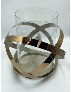 Portavelas cristal bronce 16*18cm
