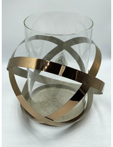 Portavelas cristal bronce 16*18cm