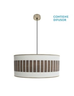 Colgante Ivanna 3xe27 Cuero/blanco-madera Oscura Regx60x60 Cm Fabril