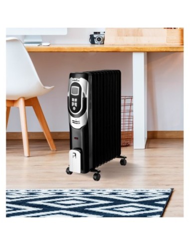 Radiador Aceite Confort 2000w 9elementos Negro/plata 3pote Termost.r