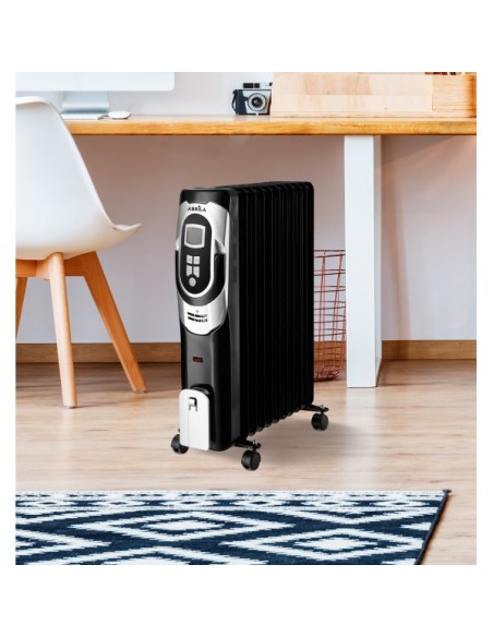 Radiador Aceite Confort 2000w 9elementos Negro/plata 3pote Termost.r