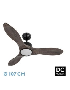 Ventilador Dc Segre 24w Negro 3aspas Roble 107d 2424lm 3000k,4000k,6 2