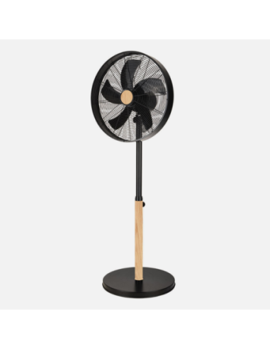 Ventilador De Pie Falcon Negro/haya 3vel.50w.5aspas Oscilante Y Rota