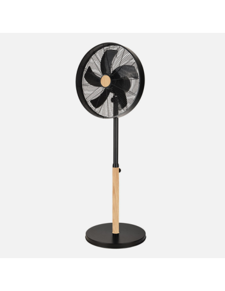 Ventilador De Pie Falcon Negro/haya 3vel.50w.5aspas Oscilante Y Rota