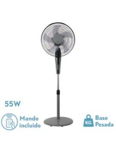 Ventilador De Pie Borlon Negro/gris 3 Vel.55w 5x2aspas Orientable+ R