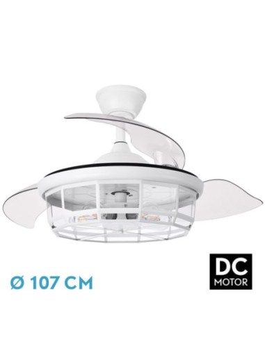 Ventilador Dc Tornado Blanco 5xe27 107d 3aspas Desplegables 6velocid