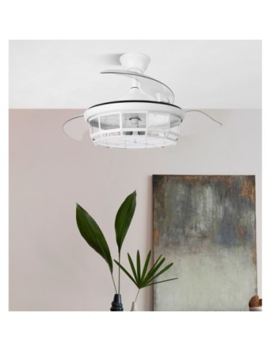 Ventilador Dc Tornado Blanco 5xe27 107d 3aspas Desplegables 6velocid