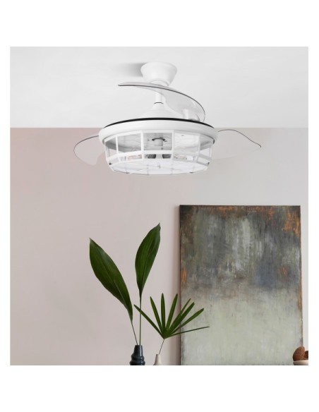 Ventilador Dc Tornado Blanco 5xe27 107d 3aspas Desplegables 6velocid