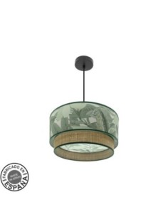 Colgante Congo 40d 1xe27 Negro/verde-natural Fabrilamp | Decoración 