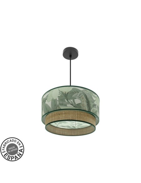 Colgante Congo 40d 1xe27 Negro/verde-natural Fabrilamp | Decoración 