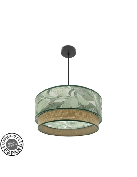 Colgante Congo 50d 3xe27 Negro/verde-natural Fabrilamp | Decoración 