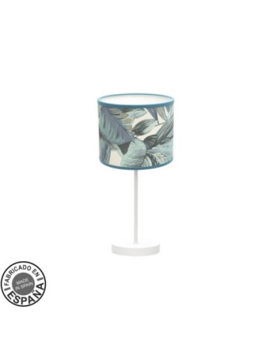 Sobremesa Argel 1xe14 Blanco/hoja Azul 42x17x17 Cm Fabrilamp | Decor