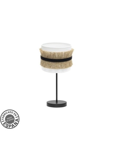 Sobremesa Angola 1xe14 Negro/blanco-yute 43x17x17cm Fabrilamp | Deco