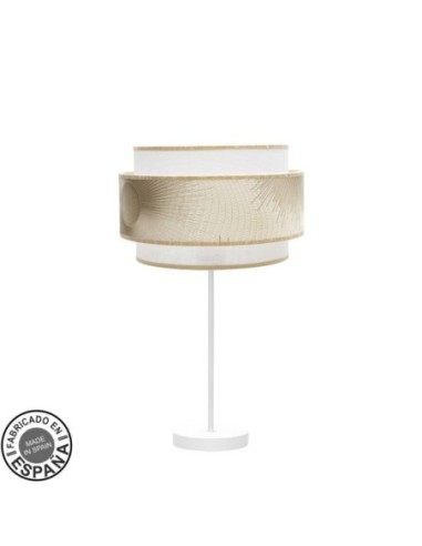 Sobremesa Alto Nepal 1xe27 Blanco/oro 60x30x30 Cm Fabrilamp | Decora