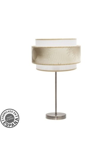 Sobremesa Alto Nepal 1xe27 Cuero/blanco/oro 60x30x30 Cm Fabrilamp | 