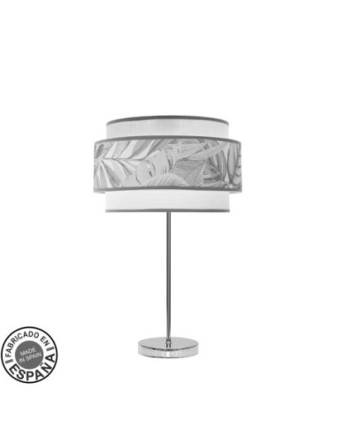 Sobremesa Alto Camerun 1xe27 Cromo/blanco/gris 60x30x30 Cm Fabrilamp