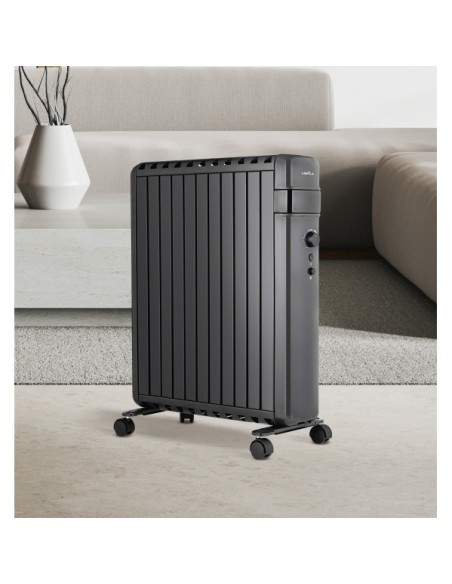 Radiador Aceite Polonia 2500w Negro Aletas Cerradas 11elementos 3pot