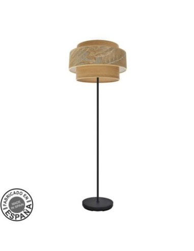 Pie Salon Samoa 1xe27 Negro/camel 168x40x40 Cm Fabrilamp | Decoració